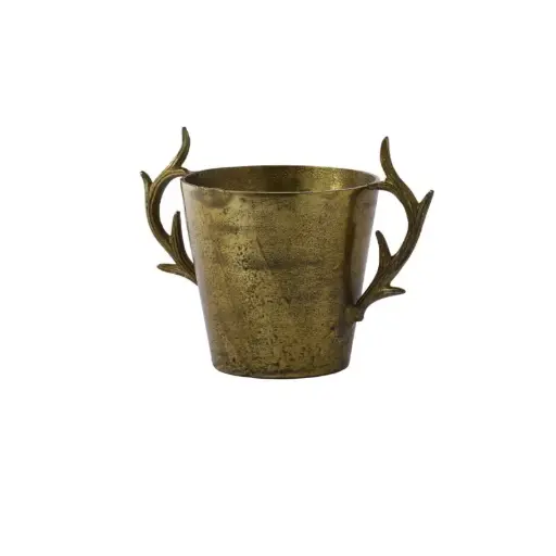 [65386] Antique Antler Bucket 12"x 7.5"x 8.75"