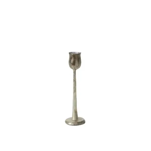 [65438] Auric Candlestick 2.5"x 7.5" silver