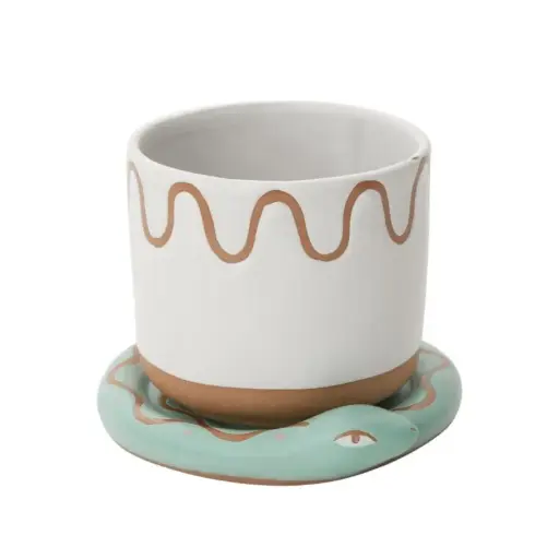 [65504] Bindi Pot with Saucer 5.5"x 4.25"
