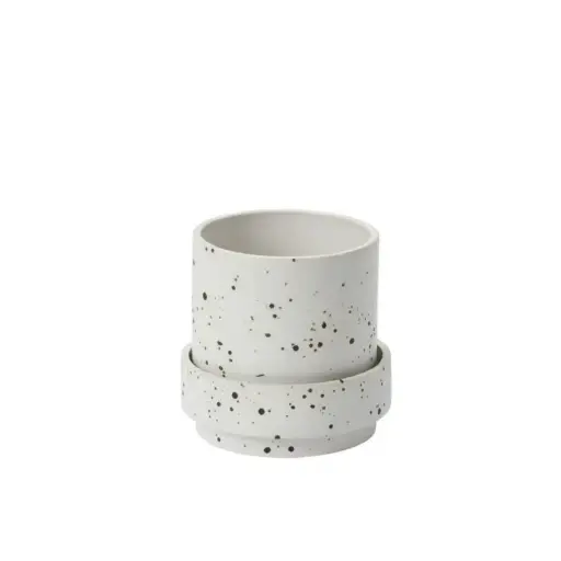 [65702] Claxton Pot with Saucer 6.25"x 6" White