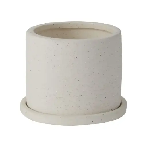 [65870] Easton Pot with Saucer 5"x 3.5" White
