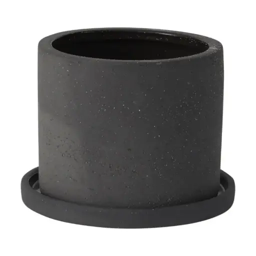 [65871] Easton Pot with Saucer 5.5"x 4.25" Black