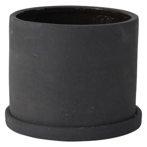 [65873] Easton Pot with Saucer 7.5"x 5.75" Black