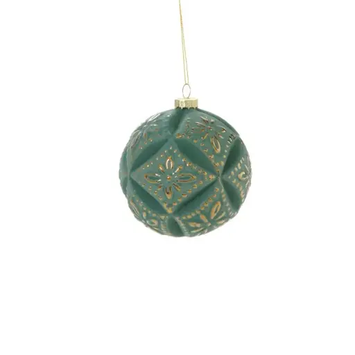 [65929] Embossed Velvet Ornament 4" Light-Blue