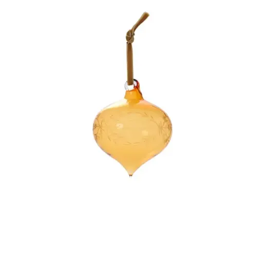 [65965] Etched Bauble Ornament 3"x 3.25" Amber