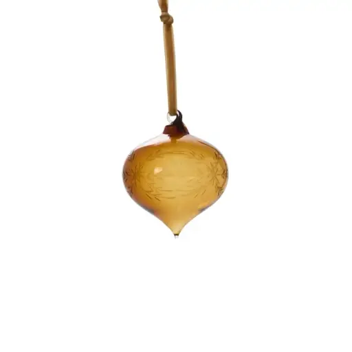 [65966] Etched Bauble Ornament 3"x 3.25" Brown
