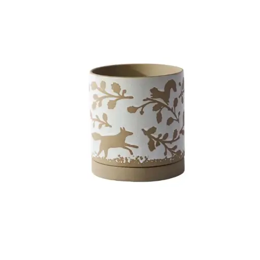 [66036] Foxtail Pot with Saucer 6.5"x 7.5"