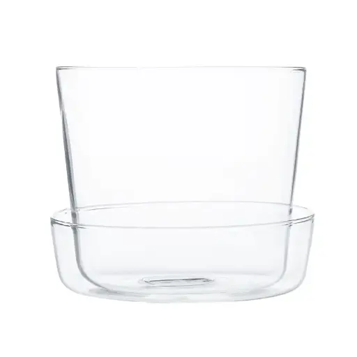 [66096] Glass Pot with Saucer 4.75"x 4" Clear