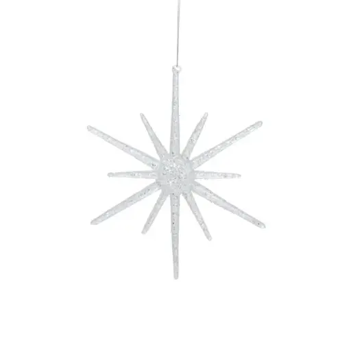 [66117] Glistening Star Ornament 7.5"x 0.5"x 7.5" White