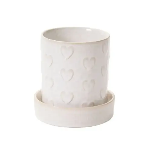 [66207] Heartfelt Pot with Saucer 6"x 6"