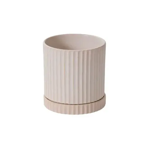 [66386] Los Feliz Pot with Saucer 6.5"x 7" Off-White