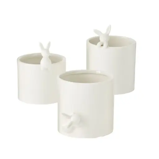 [66669] Peeking Bunny Pots - Set of 3 4.5"x 3.5"x 3.5"