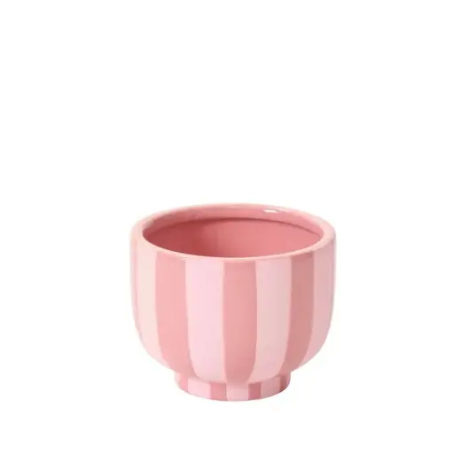 [66692] Pink Striped Compote 4.5"x 3.5"