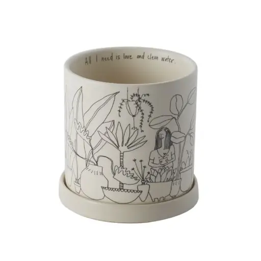 [66699] Plant Lady Pot with Saucer 4.75"x 4.75"