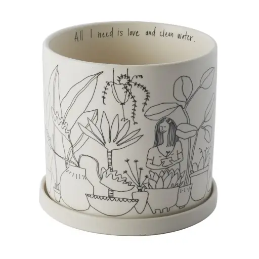 [66700] Plant Lady Pot with Saucer 7"x 6.5"