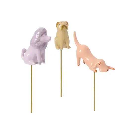 [66701] Playful Pups Plant Sticks Set of 3 - 6.25"/7.25"/8"