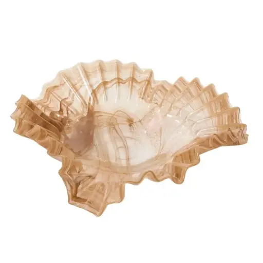 [66702] Pleated Glass Bowl 15.5"x 14.5"x 4.5"
