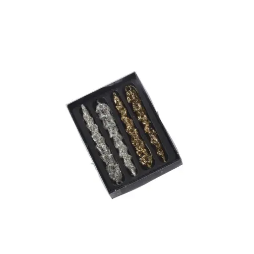 [66901] Sparkling Icicle Ornaments - Set of 4 4.75"x 1"x 6.25"