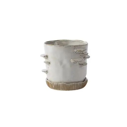 [66946] Stepped Mushroom Pot with Saucer 7.75"x 6.75"