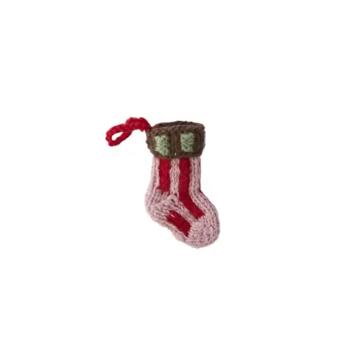 [67019] Tiny Stocking Ornament 6"x 4" Pink
