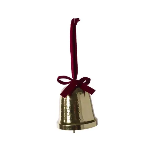 [67096] Velvet Bow Trimmed Bell  3.5"x 4"