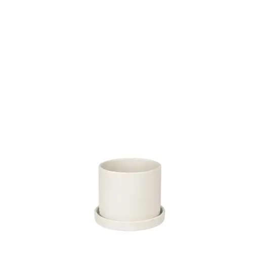 [67234] Montgomery pot with saucer off white - 4.75x4.5"