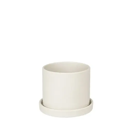 [67235] Montgomery pot with saucer off-white - 7x6.5"
