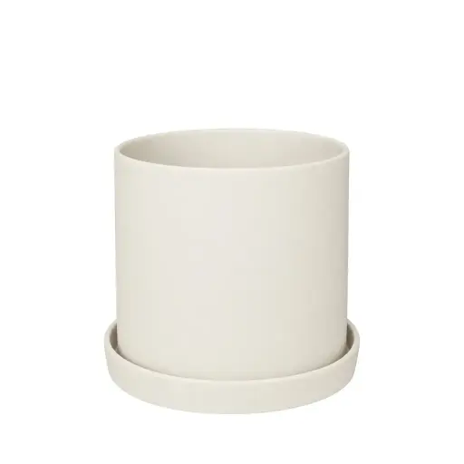 [67236] Montgomery pot with saucer off-white - 9x8.5"