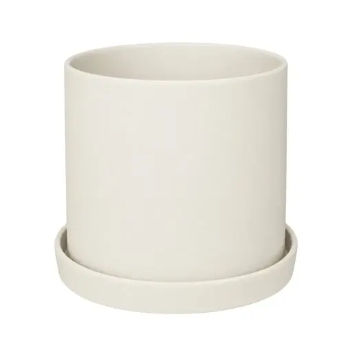 [67237] Montgomery pot with saucer off-white - 11x10.5"