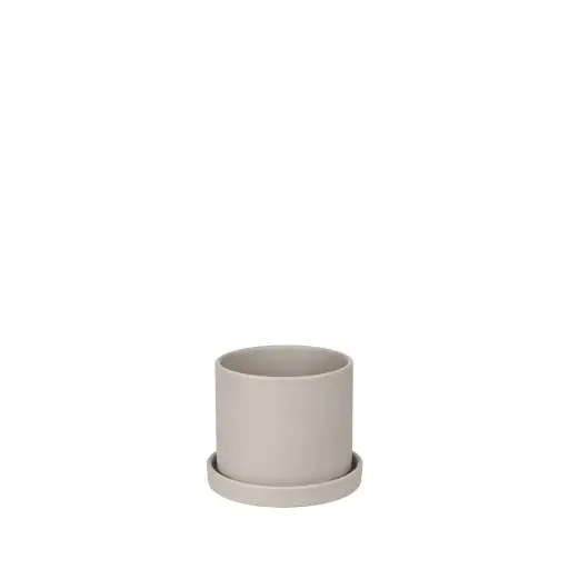 [67238] Montgomery pot with saucer light grey - 4.75x4.5"