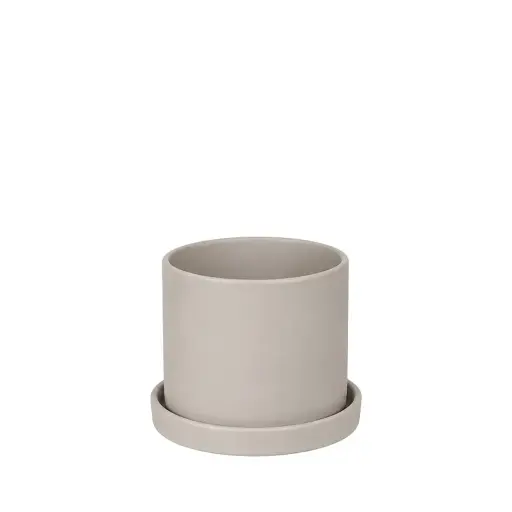 [67239] Montgomery pot with saucer light grey - 7x6.5"