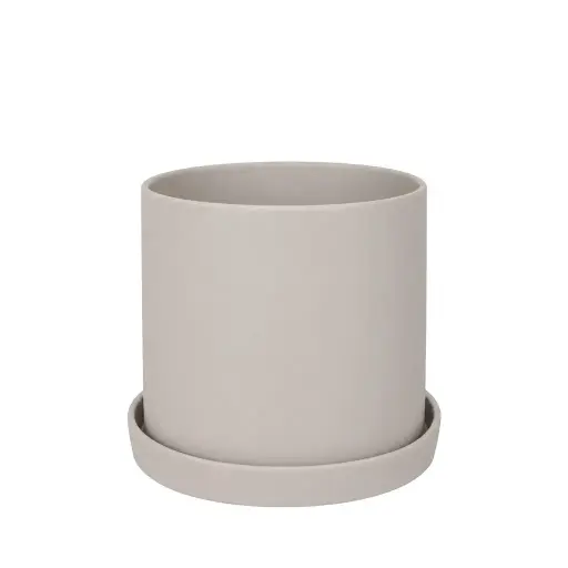 [67240] Montgomery pot with saucer light grey - 9x8.5"