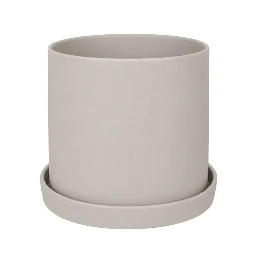 [67241] Montgomery pot with saucer light grey - 11x10.5"