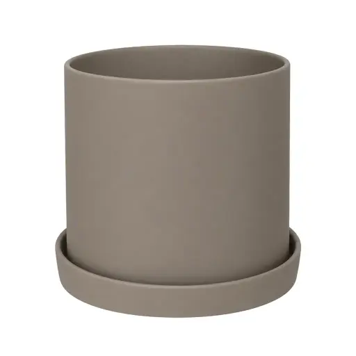 [67245] Montgomery pot with saucer dark grey - 11x10.5"
